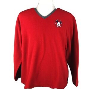 Mickey Unlimited V-Neck Sweater Top Vintage 90s Walt Disney Mouse XL Embroidered